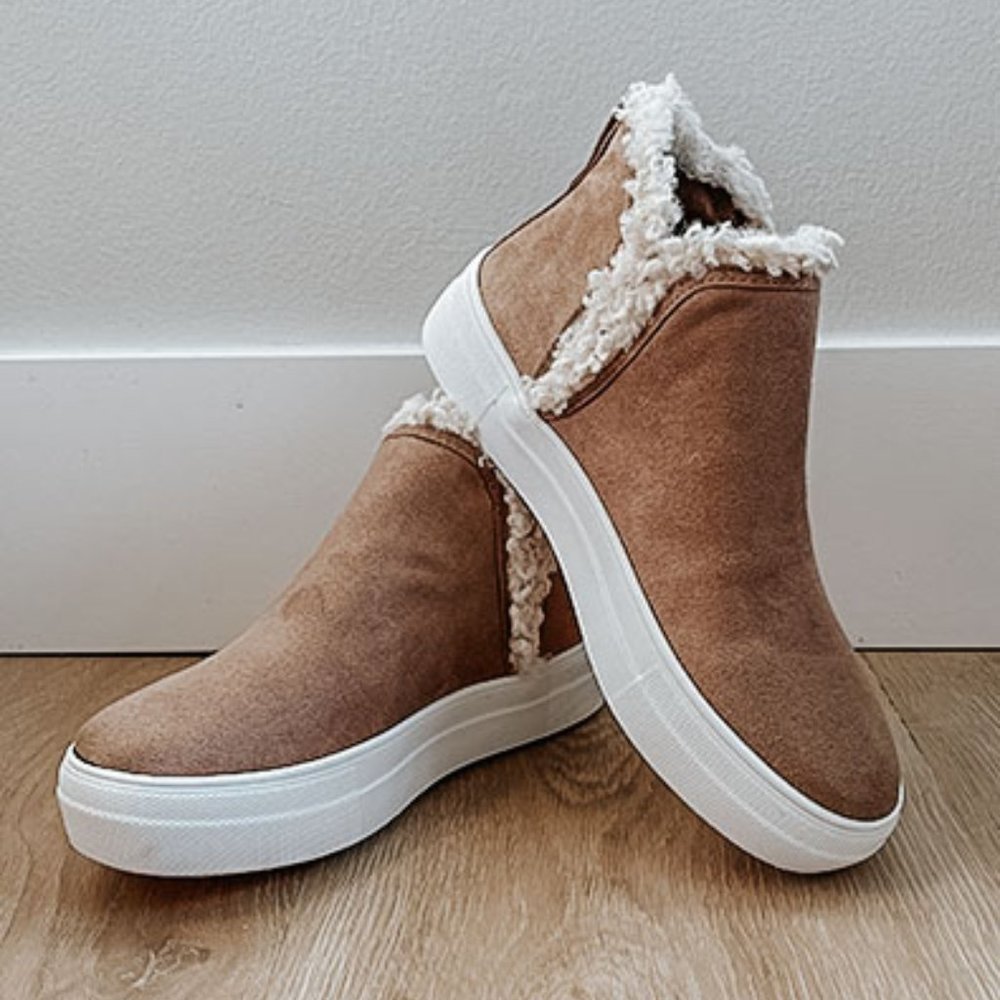 Beige Sherpa High-Top Sneaker
